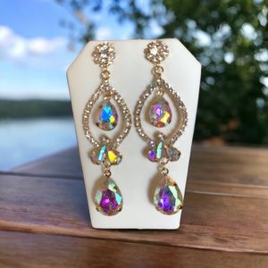 Silver Crystal Drop Earrings Wedding Bridal Bridesmaid Prom Statement Earrings